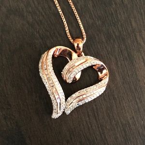 Rose Gold over Silver 1/2 Carat TW Heart Pendant